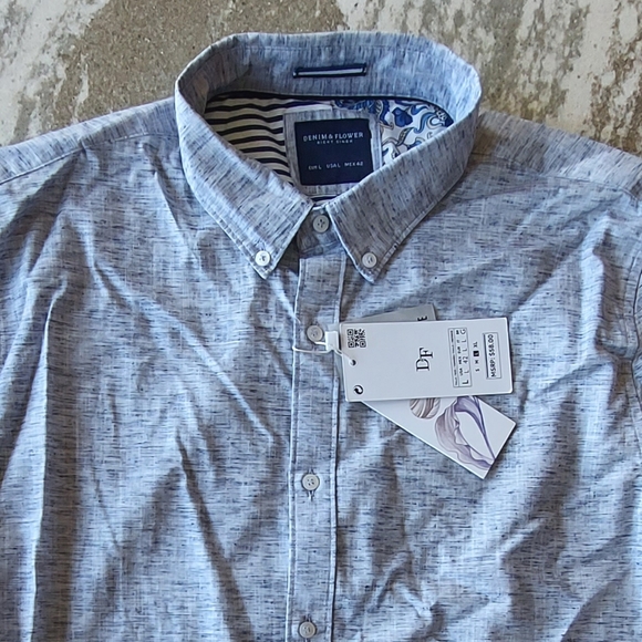 Fresh Fleur Midnight Men's Long Sleeve Dress Shirt